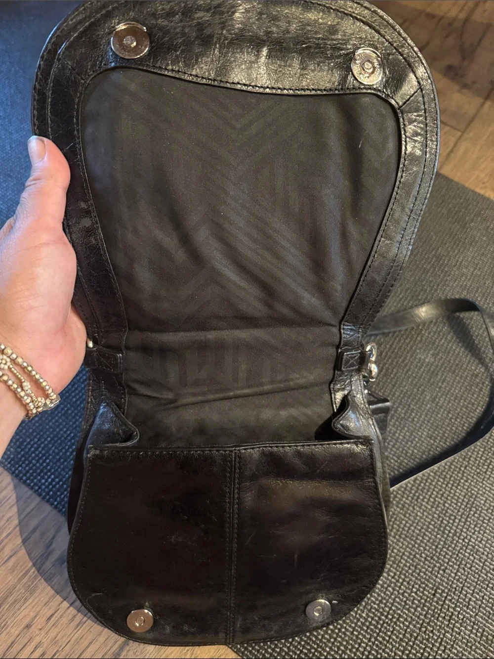 Rebecca Minkoff Black Leather Crossbody Saddle Bag with Braided Detail